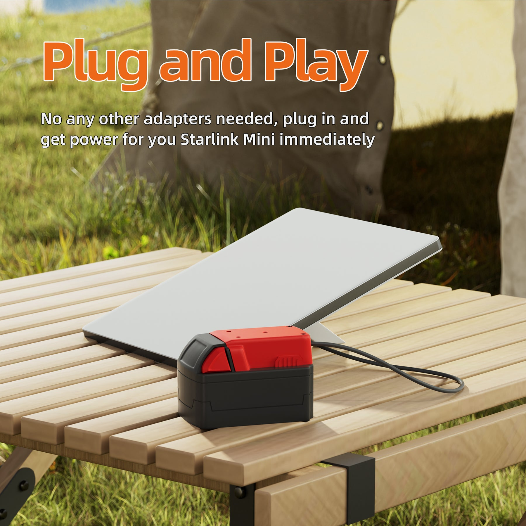 Cable de alimentación Starlink Mini DC con adaptador de batería Milwaukee de 18 V - 1 m (3,28 pies)