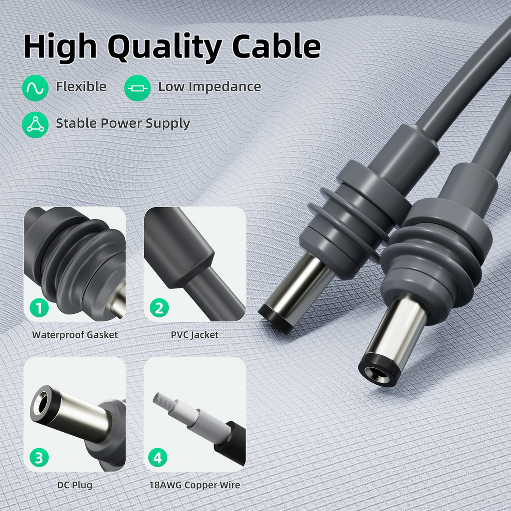 Cable de alimentación de CC a CC de repuesto para Starlink Mini - 6,5 pies/16,4 pies/32,8 pies 