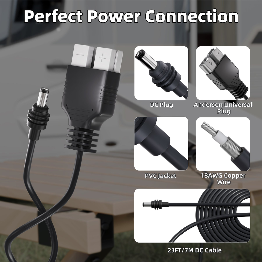 Kit de conversión Starlink Mini DC 12V/24V a 30V con conector Anderson Powerpole a DC y cable de 7 m (23 pies) para vehículos recreativos, embarcaciones y sistemas aislados de la red eléctrica. 