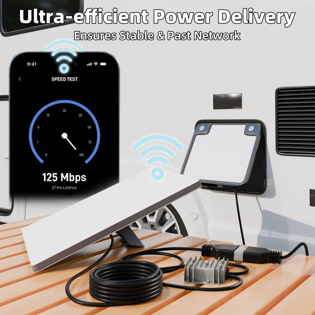 Kit de conversión Starlink Mini DC 12V/24V a 30V con conector Anderson Powerpole a DC y cable de 7 m (23 pies) para vehículos recreativos, embarcaciones y sistemas aislados de la red eléctrica. 